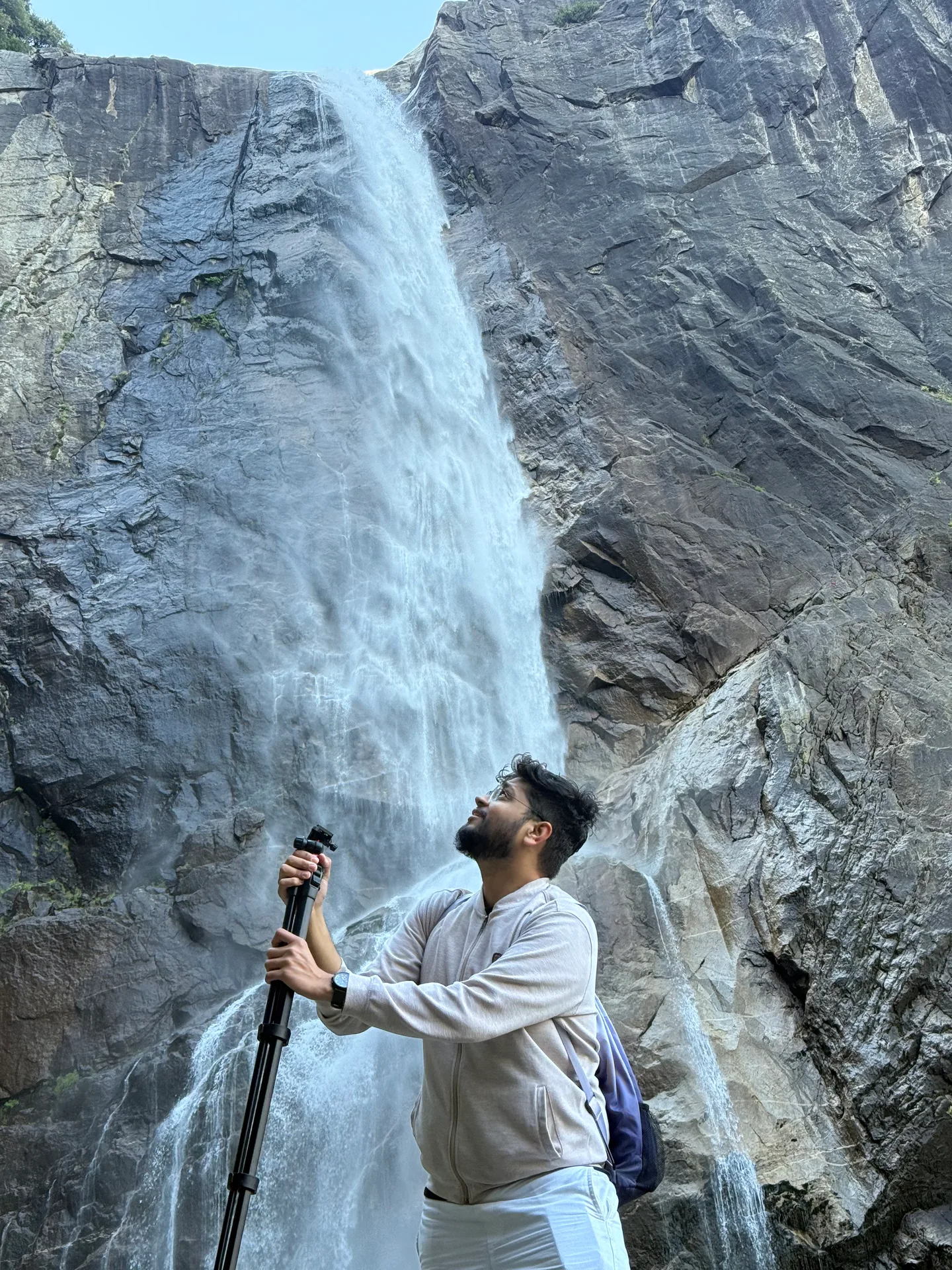 at the base of the fall