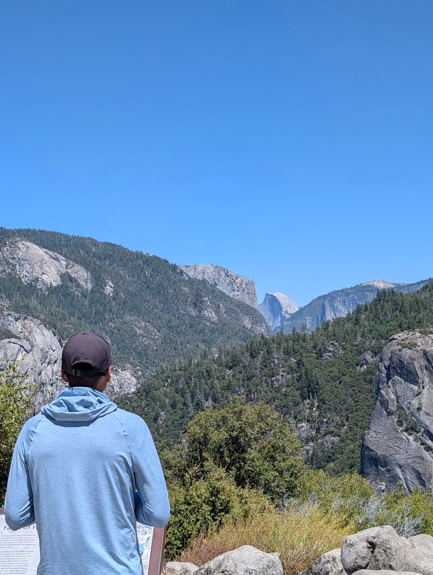 half dome in the distance, from the overlook