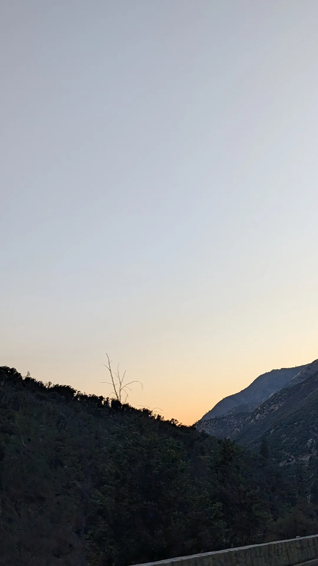sunset over the merced canyon on the way to el portal