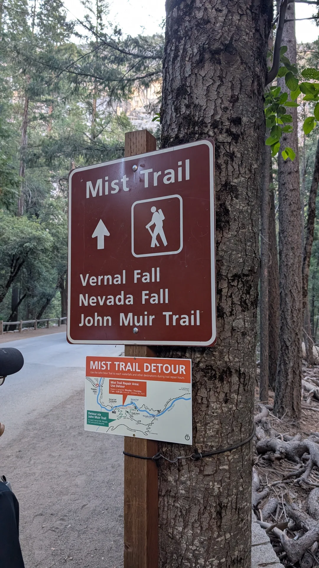 mist trail detour · marked in the maps