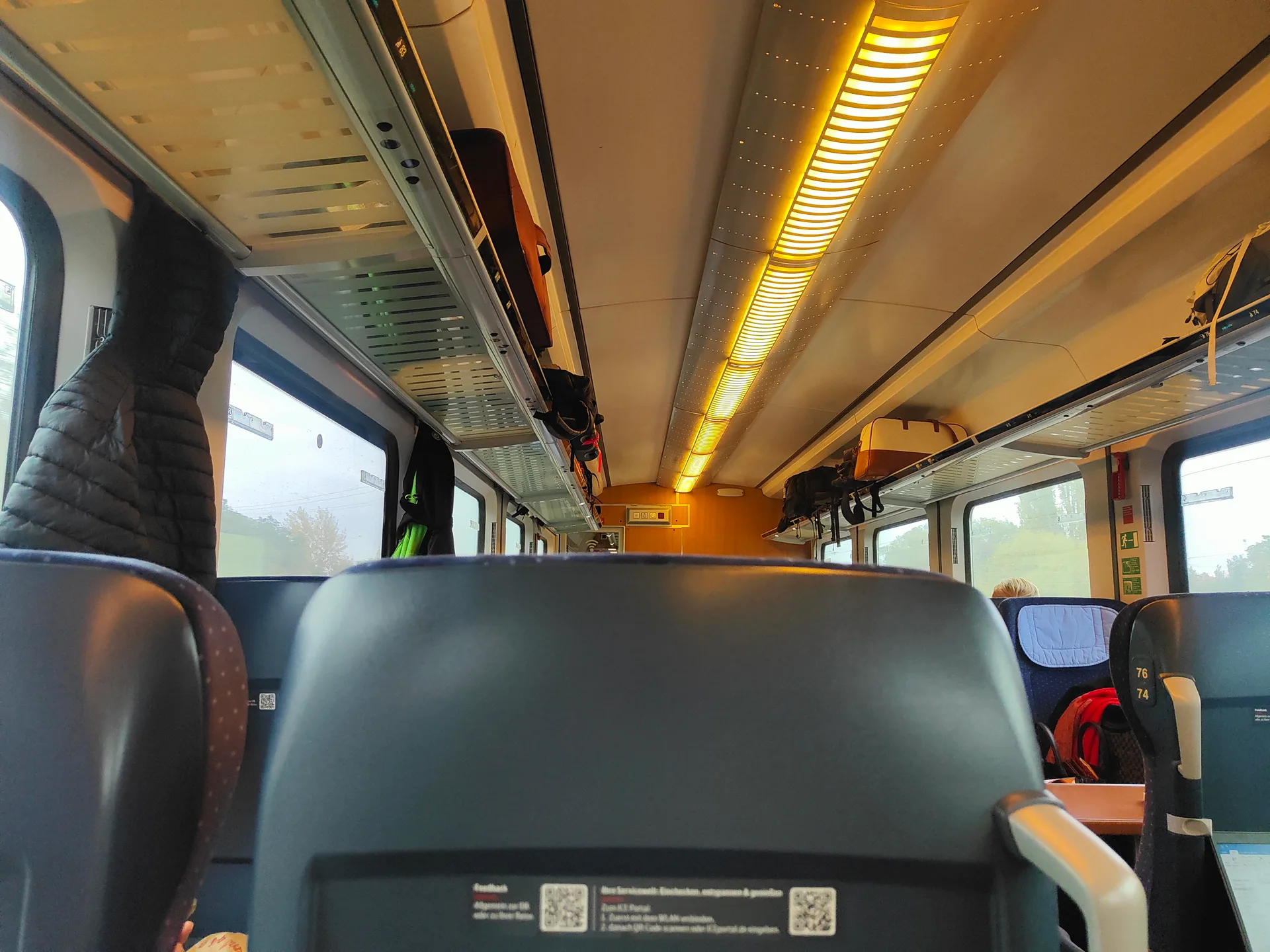 the whole intercity aisle to myself, brandenburg sliding away