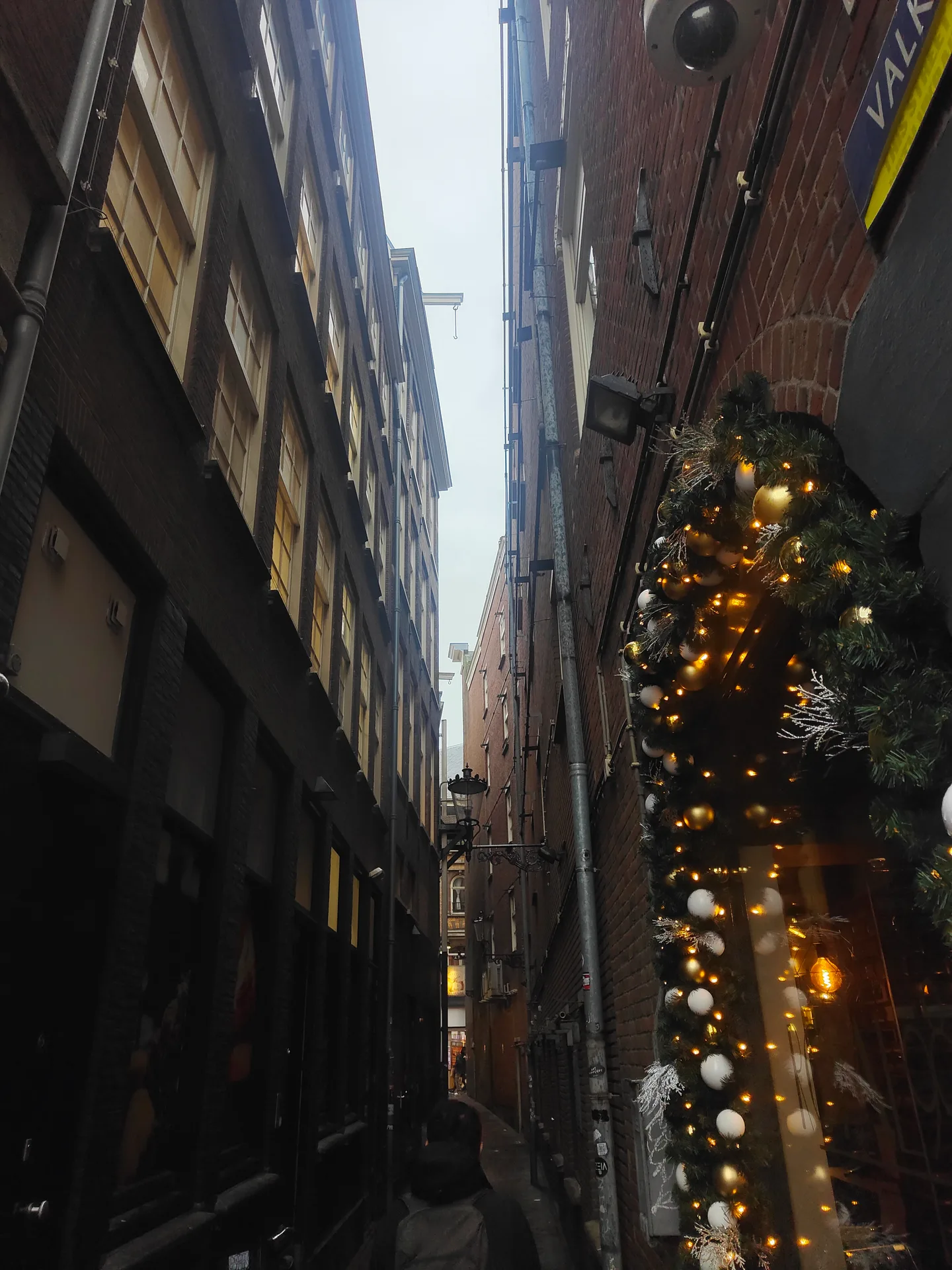 fairy lights down a wallen alley