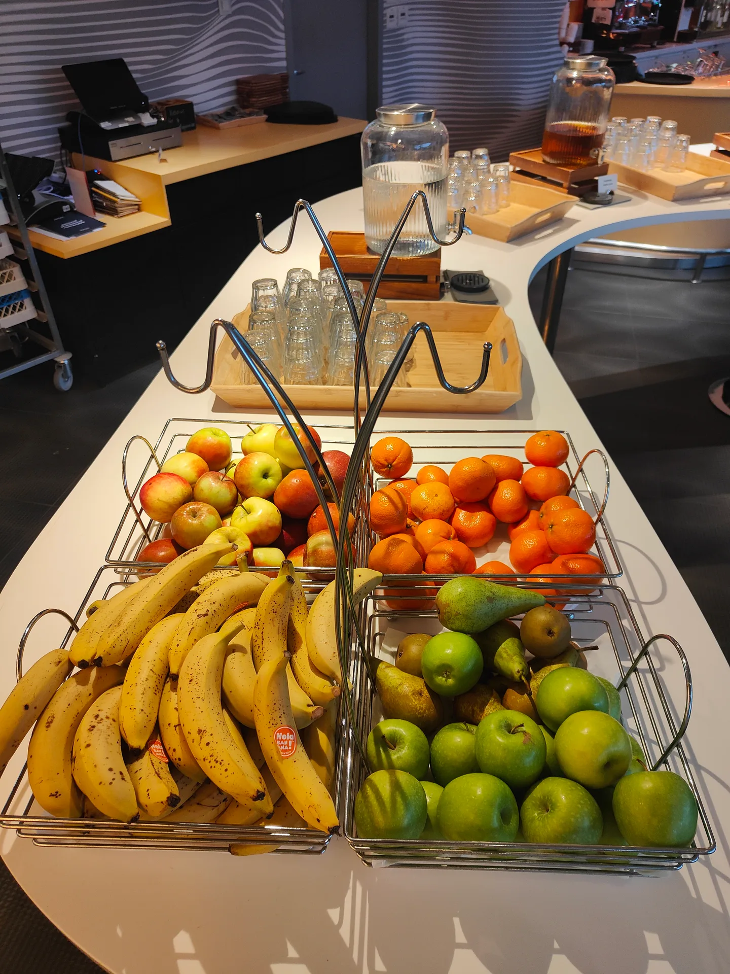 breakfast fruit racked like it owed someone an apology
