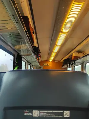 the whole intercity aisle to myself, brandenburg sliding away